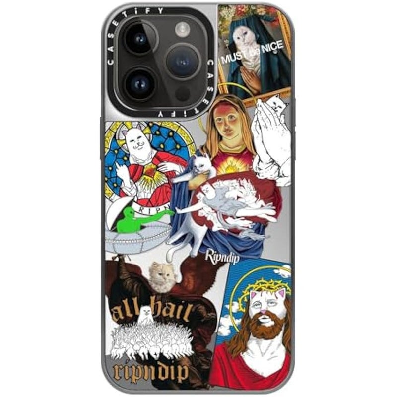Casetify Mirror Case for iPhone 14 Pro Max 【RipNDip Colab/Reflective / 4.9ft Drop Protection/Compatible with Magsafe】 - RipNDip Sticker Mania - Silver on Silver - Image 3