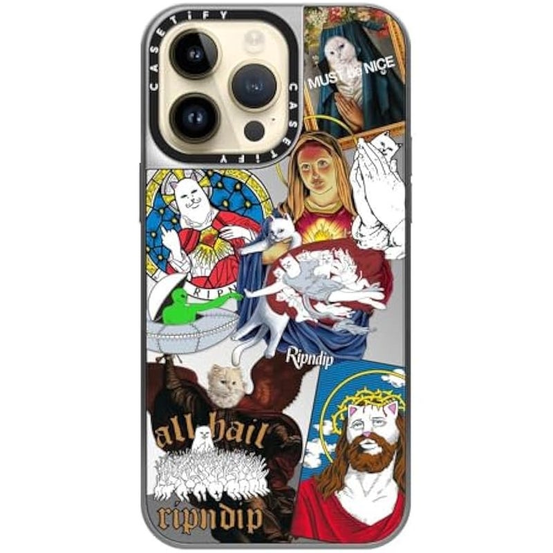 Casetify Mirror Case for iPhone 14 Pro Max 【RipNDip Colab/Reflective / 4.9ft Drop Protection/Compatible with Magsafe】 - RipNDip Sticker Mania - Silver on Silver - Image 4