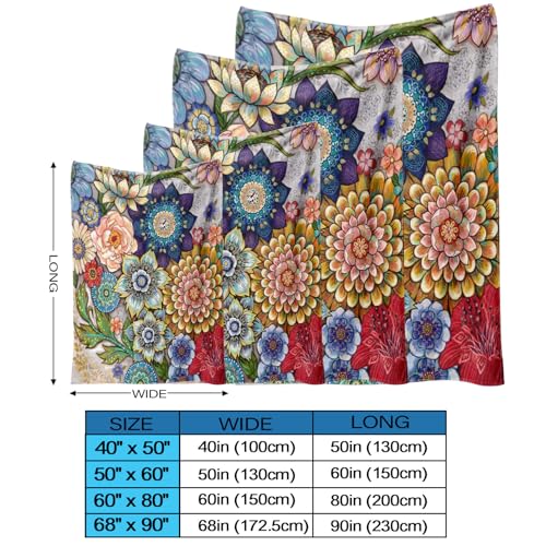 Neasow Floral Fleece Throw Blanket, Vibrant Color Boho Flowers Blossom Cozy Decor Throws for Sofa Bed Couch Chair or Dorm 40×50 inch - Image 2