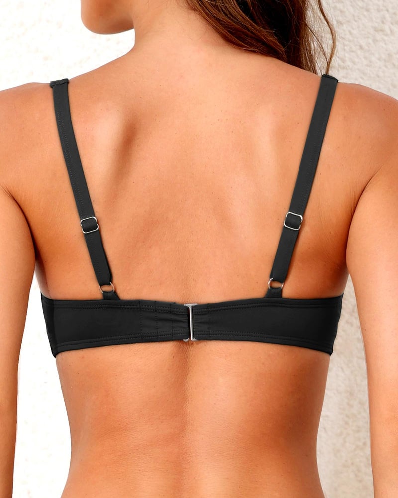 Yonique Women Underwire Bikini Top - Push Up Bathing Suit Top Padded Bra Swimsuit Top Black M - Image 2