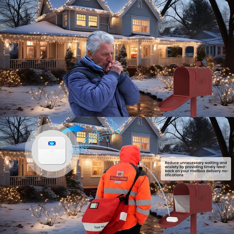 BITIWEND Mailbox Alarm, Wireless Long Range Mailbox Alert, Mailbox Chime Notification System 600 ft Long Range LED Light Flashing and Sound Reminderser Station for Delivered Mail - Image 5