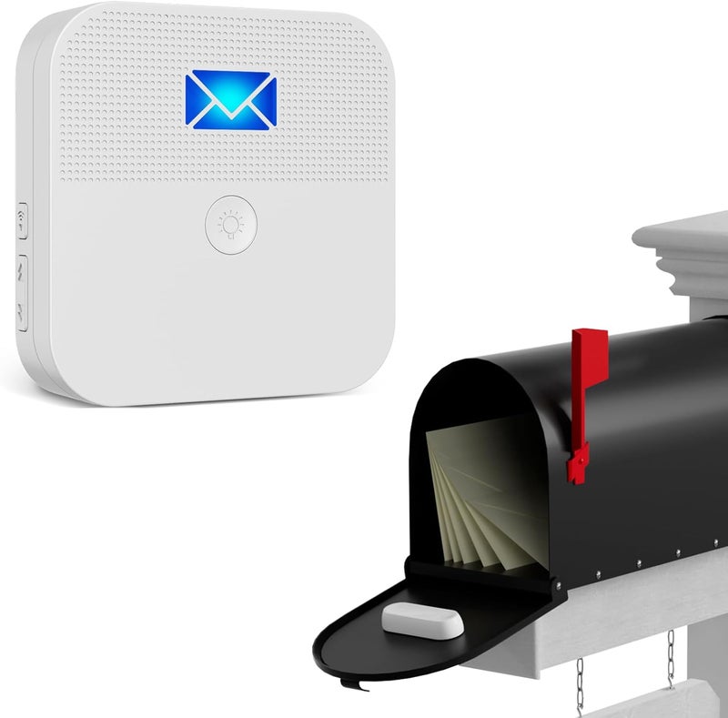 BITIWEND Mailbox Alarm, Wireless Long Range Mailbox Alert, Mailbox Chime Notification System 600 ft Long Range LED Light Flashing and Sound Reminderser Station for Delivered Mail - Image 1