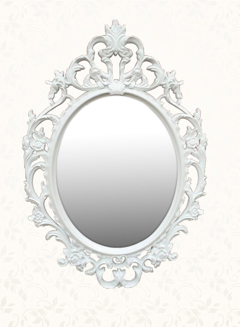 LINGWEI Elegant Oval Wall Mirror with Ornate Plastic Frame Bathroom Wall Mirror - Image 1