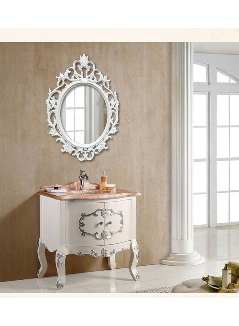 LINGWEI Elegant Oval Wall Mirror with Ornate Plastic Frame Bathroom Wall Mirror - Image 2