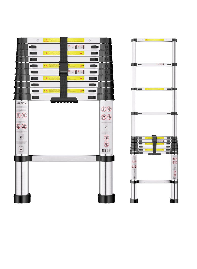 Telescopic Ladder, 3.2M Stainless Steel Thickened High-Strength Ladder, Loft Ladder with Non-Slip Feet, Extendable Portable Ladders, Adjustable Height Folding Ladder for Roofs, Attics, and Caravans. - Image 1