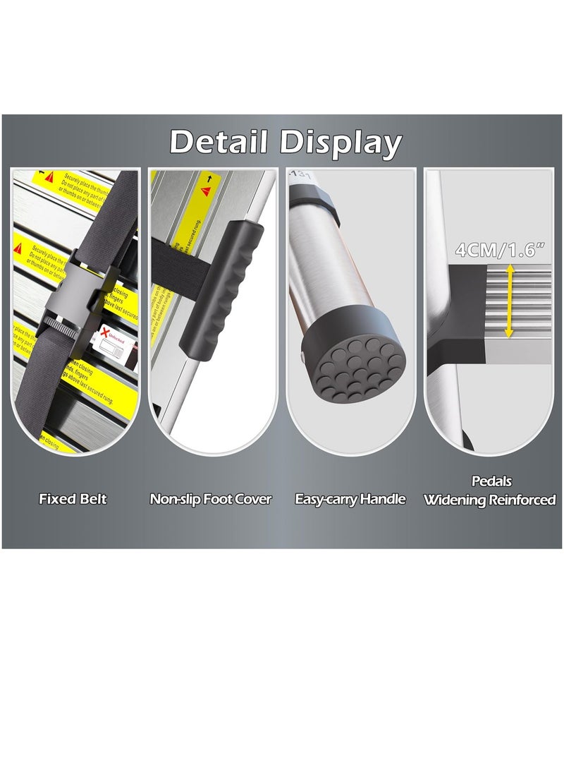 Telescopic Ladder, 3.2M Stainless Steel Thickened High-Strength Ladder, Loft Ladder with Non-Slip Feet, Extendable Portable Ladders, Adjustable Height Folding Ladder for Roofs, Attics, and Caravans. - Image 3