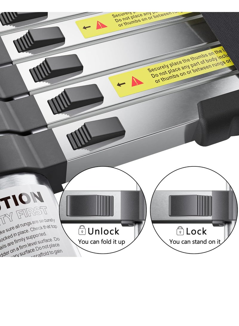 Telescopic Ladder, 3.2M Stainless Steel Thickened High-Strength Ladder, Loft Ladder with Non-Slip Feet, Extendable Portable Ladders, Adjustable Height Folding Ladder for Roofs, Attics, and Caravans. - Image 5