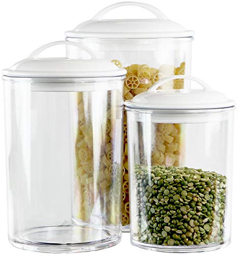 Reston Lloyd Food Storage Containers, BPA Free Airtight Canisters for Cereal, Pasta, Sugar, Coffee, Flour, Cookies, Loose Tea, for Kitchen Organization, Set of 3, White - Image 1