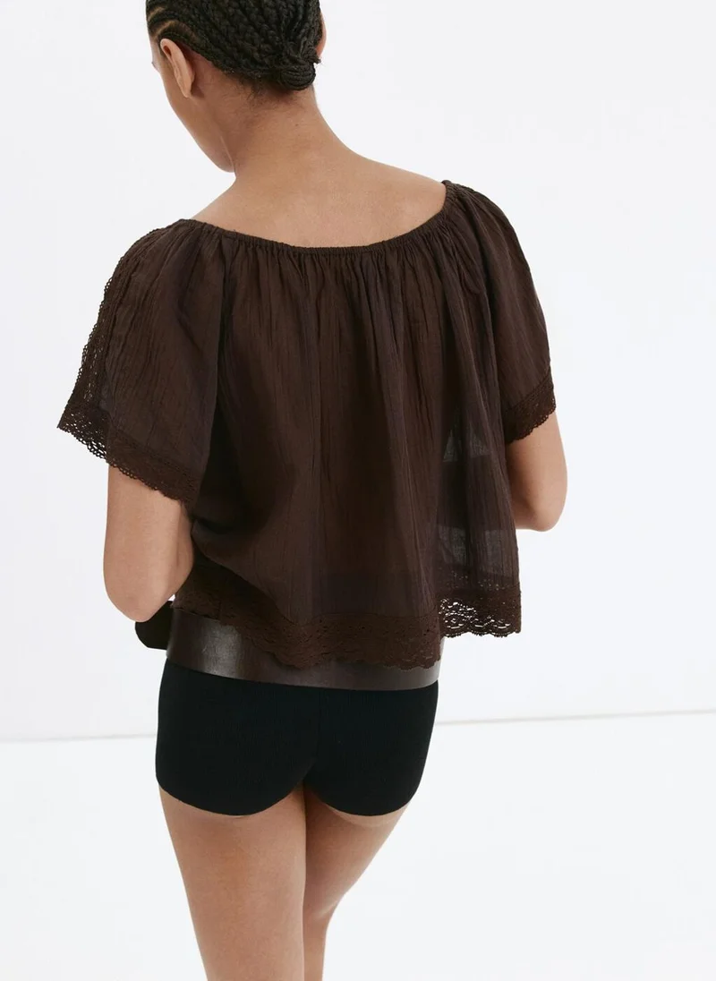 MANGO Cotton Lace Blouse