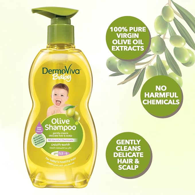 STRBOXONG DermoViva Baby Olive Shampoo With Virgin Olive Oil No Harmful ingredients 200 ml (Pack of 2) - Image 3