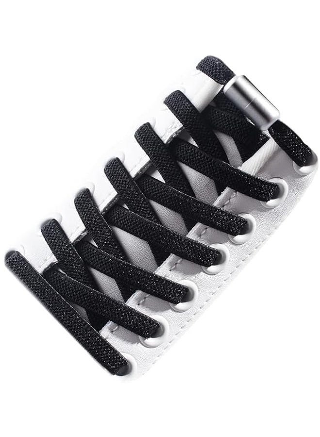 HOME-MART (2 Pair) Elastic No Tie Shoelaces, Proxima Direct Semicircle Shoe Laces Quick Lazy Metal Lock Laces Shoe Strings, System With Elastic Shoe Laces - One Size Fits All Kids & Adult, Elderly Nav
