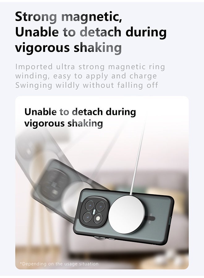 القضية المغناطيسية لـ Xiaomi Redmi Note 15 Pro + 5G, غطاء هاتف رقيق واقي للظهر الشفاف المجمد, مكافحة بصمات الأصابع, حماية ضد السقوط, حالة مقاومة للصدمات لـ Xiaomi Redmi Note 15 Pro Plus 5G (أسود) - Image 4