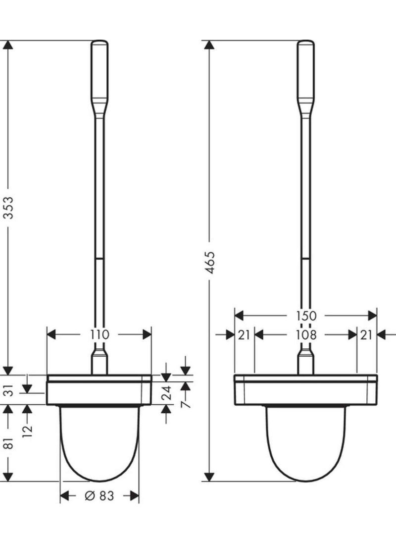 AXOR AXOR Toilet Brush with Holder WallMounted Easy Install 18inch Coordinating Chrome 42835000 Accessories  - Image 2