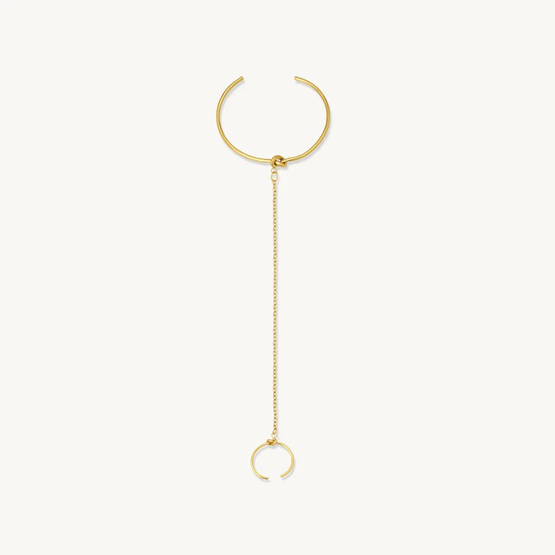 Palmonas 18K Gold Tone Plated Minimal Cuff Hand Harness For Women - Waterproof & Anti-Tarnish