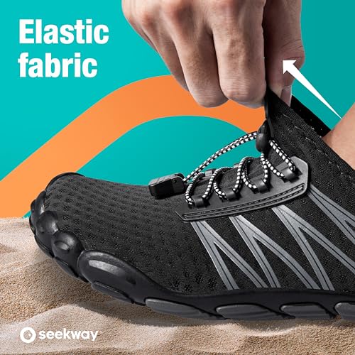SEEKWAY Water Shoes Sports Quick-Dry Barefoot Aqua Beach Pool Lake Swim Boating Hiking Surfing Men Women 406-Black SP001 - Image 3