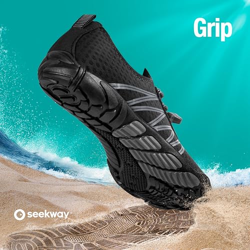 SEEKWAY Water Shoes Sports Quick-Dry Barefoot Aqua Beach Pool Lake Swim Boating Hiking Surfing Men Women 406-Black SP001 - Image 5
