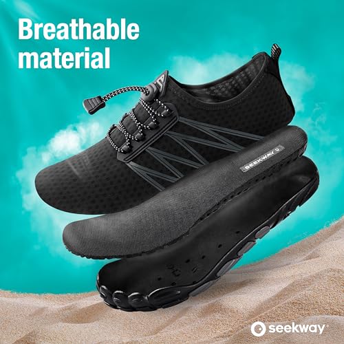 SEEKWAY Water Shoes Sports Quick-Dry Barefoot Aqua Beach Pool Lake Swim Boating Hiking Surfing Men Women 406-Black SP001 - Image 2