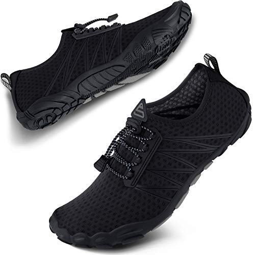 SEEKWAY Water Shoes Sports Quick-Dry Barefoot Aqua Beach Pool Lake Swim Boating Hiking Surfing Men Women 406-Black SP001 - Image 1