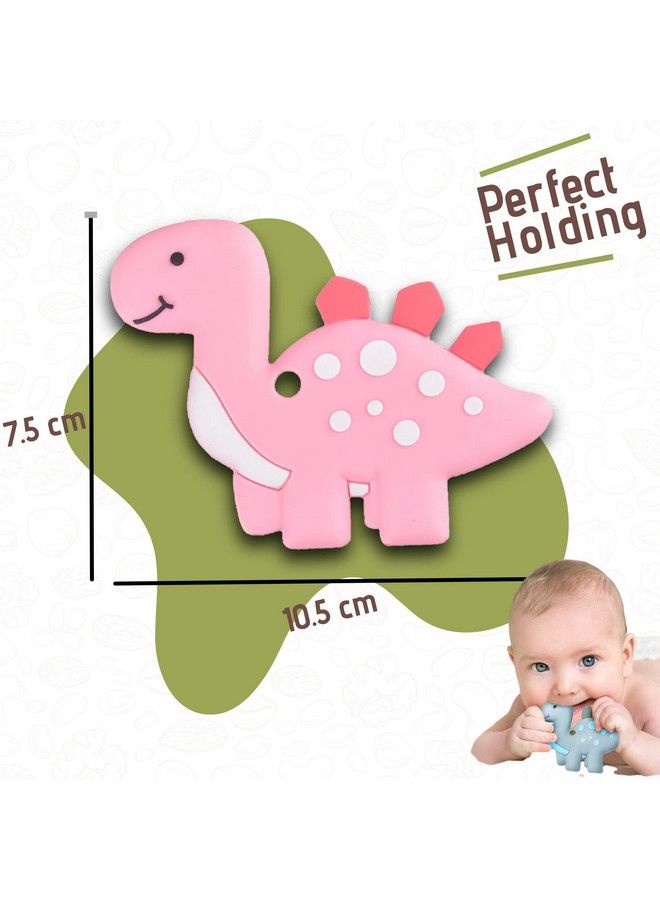 iSweven Dinosaur Shaped Food Grade Silicone Baby Teethers Bpa Free Chew Toys Teethers For Babies ; Baby Gum Molar Chew Toy Relieve Long Tooth Pain ; Tooder Teething Pacifier (3 12 Months Pink) - Image 5