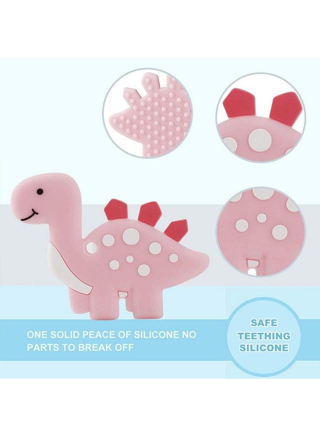 iSweven Dinosaur Shaped Food Grade Silicone Baby Teethers Bpa Free Chew Toys Teethers For Babies ; Baby Gum Molar Chew Toy Relieve Long Tooth Pain ; Tooder Teething Pacifier (3 12 Months Pink) - Image 3