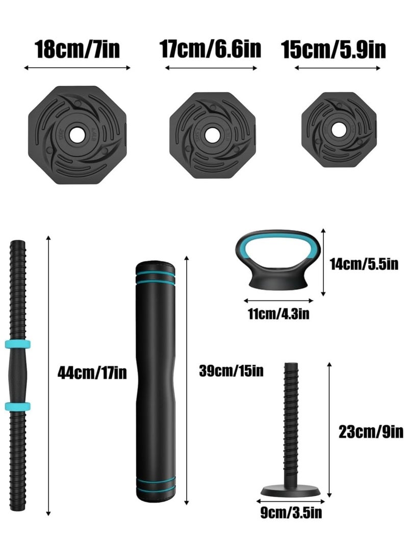 Eworld - Versatile 6-in-1 Adjustable Dumbbells Set, 20 kg with Connector, Non-Rolling Octagonal Shape, Ideal for Home & Gym Workouts, Transform into Barbell, Kettlebell, Push-Up Set for Total-Body Fitness - Image 1