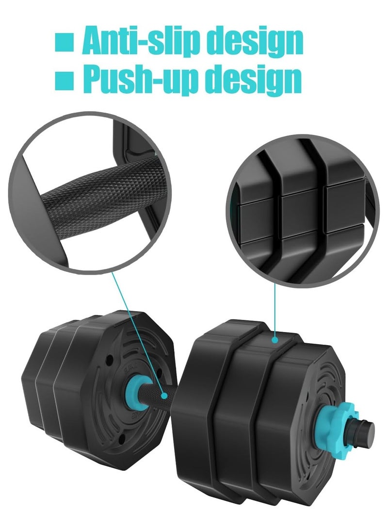Eworld - Versatile 6-in-1 Adjustable Dumbbells Set, 20 kg with Connector, Non-Rolling Octagonal Shape, Ideal for Home & Gym Workouts, Transform into Barbell, Kettlebell, Push-Up Set for Total-Body Fitness - Image 1