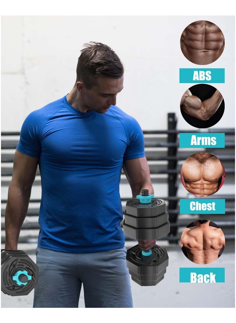 Eworld - Versatile 6-in-1 Adjustable Dumbbells Set, 20 kg with Connector, Non-Rolling Octagonal Shape, Ideal for Home & Gym Workouts, Transform into Barbell, Kettlebell, Push-Up Set for Total-Body Fitness - Image 1