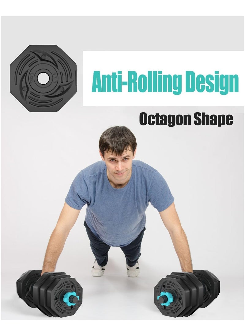 Eworld - Versatile 6-in-1 Adjustable Dumbbells Set, 20 kg with Connector, Non-Rolling Octagonal Shape, Ideal for Home & Gym Workouts, Transform into Barbell, Kettlebell, Push-Up Set for Total-Body Fitness - Image 1