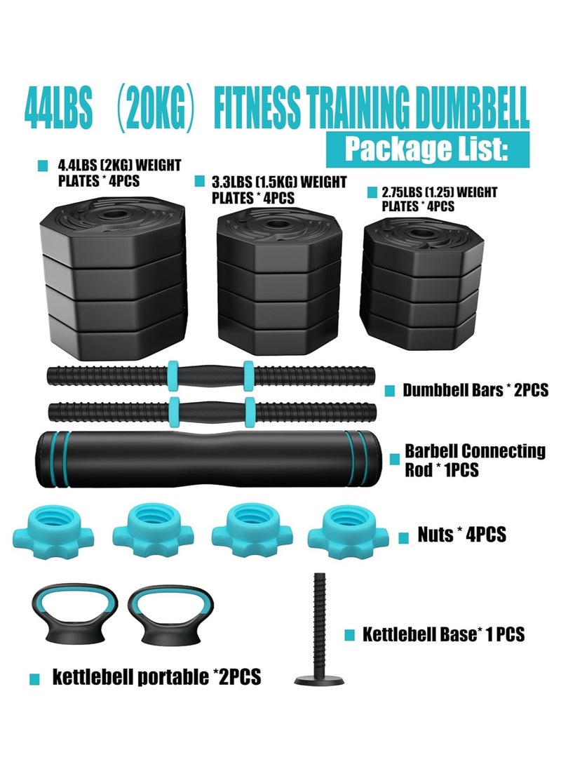 Eworld - Versatile 6-in-1 Adjustable Dumbbells Set, 20 kg with Connector, Non-Rolling Octagonal Shape, Ideal for Home & Gym Workouts, Transform into Barbell, Kettlebell, Push-Up Set for Total-Body Fitness - Image 1