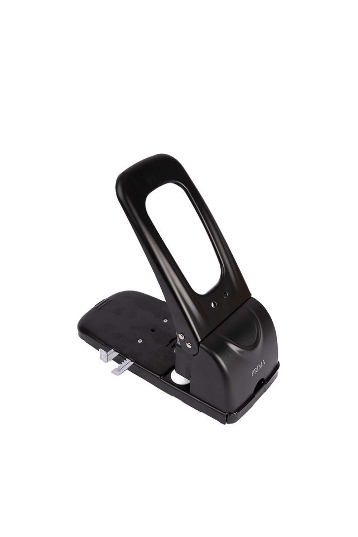 بريما خرامة ورق 2 فتحتين بسعة 100 ورقة | هيكل معدني متين، دليل ورق قابل للتعديل، ثقب 6 مم ومسافة 80 مم للملفات القياسية، آلية رافعة سهلة، صندوق نفايات مدمج للاستخدام المكتبي والمدرسي - Image 1