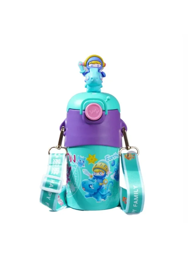 LITTLE SURPRISE BOX Mint 3D Fighter King Toy Lid Kids Stainless Steel Water Bottle,500ml