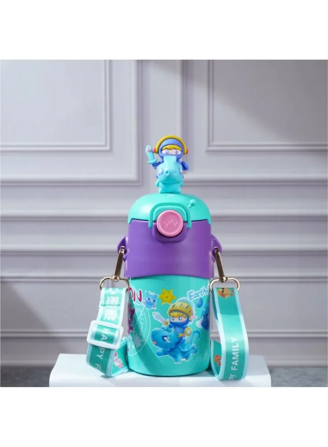 LITTLE SURPRISE BOX Mint 3D Fighter King Toy Lid Kids Stainless Steel Water Bottle,500ml