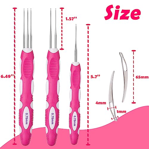 Yarniss Dreadlocks Crochet Hooks with Ergonomic Handle, Braid Hair Locking Tool, 3pcs Dreadlock Crochet Needle 0.75mm - Image 3