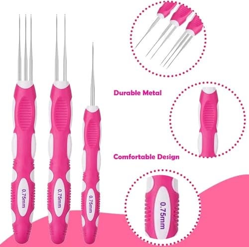 Yarniss Dreadlocks Crochet Hooks with Ergonomic Handle, Braid Hair Locking Tool, 3pcs Dreadlock Crochet Needle 0.75mm - Image 4