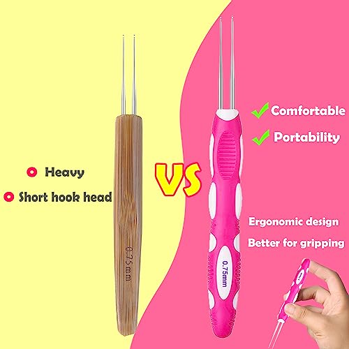 Yarniss Dreadlocks Crochet Hooks with Ergonomic Handle, Braid Hair Locking Tool, 3pcs Dreadlock Crochet Needle 0.75mm - Image 2