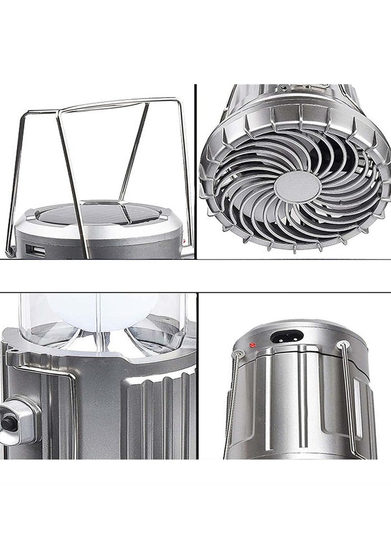 Solar LED Fan Lantern, Multi-Function Handheld Emergency Light for Camping, Outdoor Charging, Tent, Portable Solar Lamp - Image 4