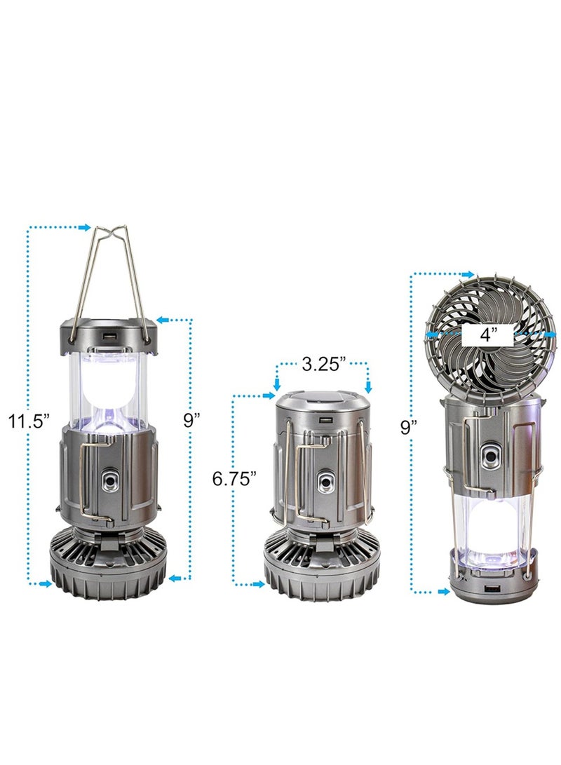 Solar LED Fan Lantern, Multi-Function Handheld Emergency Light for Camping, Outdoor Charging, Tent, Portable Solar Lamp - Image 2