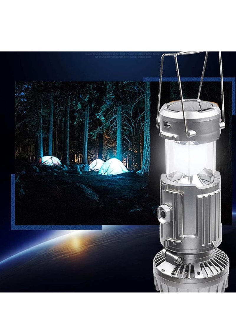 Solar LED Fan Lantern, Multi-Function Handheld Emergency Light for Camping, Outdoor Charging, Tent, Portable Solar Lamp - Image 5