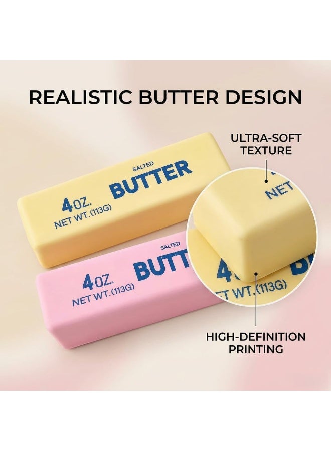 Butter Squishy, Big Butter Stress Ball Realistic Design, Anxiety Relief Fidget Toy Sensory Toys For Adults & Kids (Pink) - Image 5