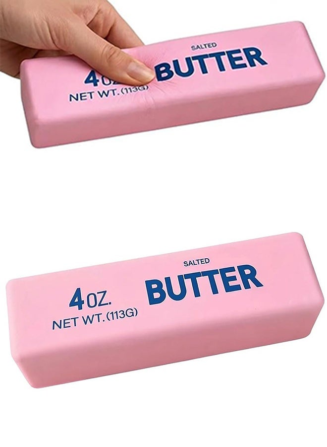 Butter Squishy, Big Butter Stress Ball Realistic Design, Anxiety Relief Fidget Toy Sensory Toys For Adults & Kids (Pink) - Image 1