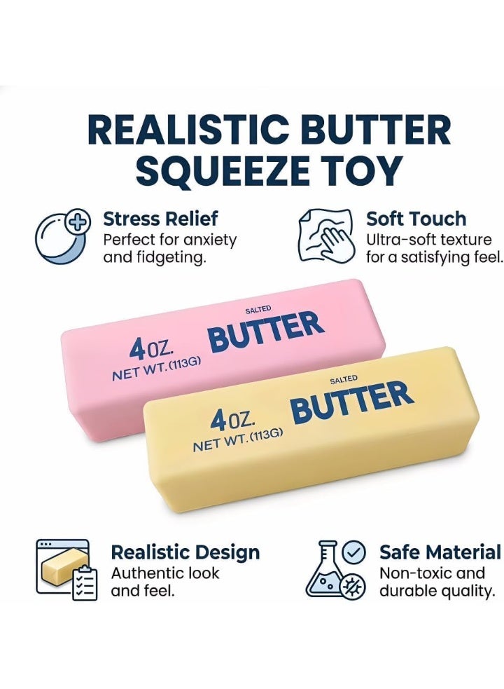 Butter Squishy, Big Butter Stress Ball Realistic Design, Anxiety Relief Fidget Toy Sensory Toys For Adults & Kids (Pink) - Image 4