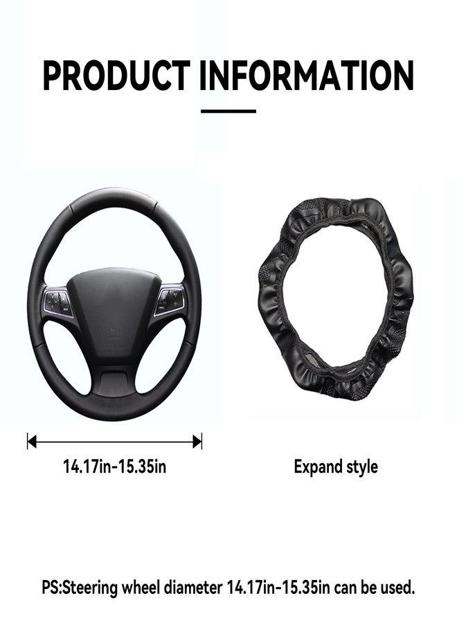 Couslcd Car Steering Wheel Cover, 15 inch Carbon Fiber Microfiber PU Leather Elastic Steering Wheel Protector for Men Women, Anti-Slip Breathable Car Interior Accessories for Most Cars (Blue) - Image 3