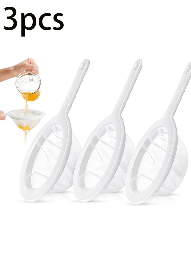 إيليلي 3 قطع من مصفاة شبكية فائقة الدقة من النايلون، مصفاة عصير طعام، مصفاة زبادي شبكية، مصفاة شبكية بلاستيكية بمقبض، شبكة فصل روبيان ملحي صغيرة للمطبخ (80/120/200 شبكة) - Image 1