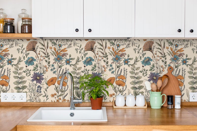 CiCiwind Boho Peel and Stick Wallpaper Floral Birds Wall Paper Vintage Removable Self Adhesive Contact Paper for Kitchen Bedroom Bathroom Decoral Cabinets and Drawers 78.7"Ã—17.3" - Image 5