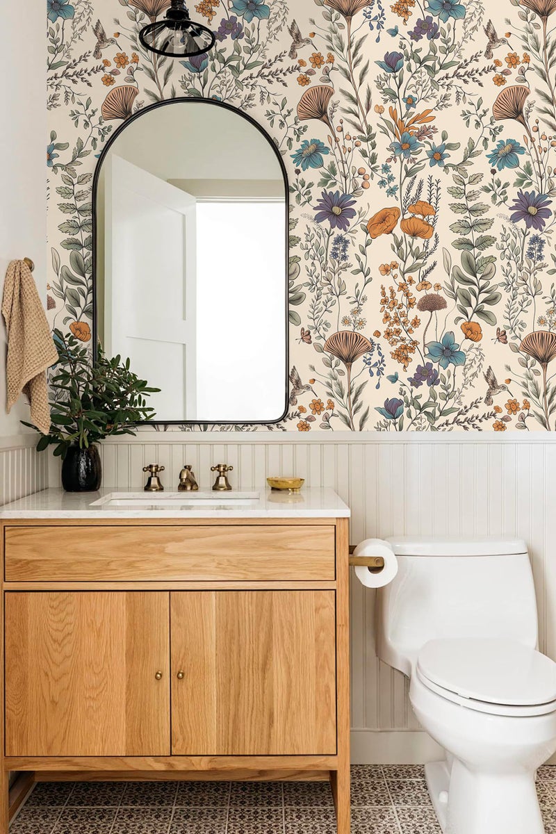 CiCiwind Boho Peel and Stick Wallpaper Floral Birds Wall Paper Vintage Removable Self Adhesive Contact Paper for Kitchen Bedroom Bathroom Decoral Cabinets and Drawers 78.7"Ã—17.3" - Image 4