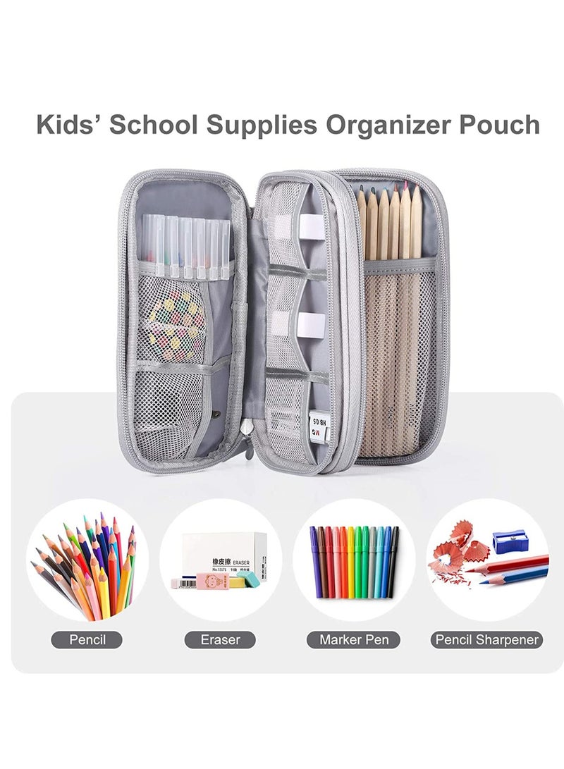 SYOSI Small Electronic Organizer Cable Bag Travel Portable Electronic Accessories Storage Bag Soft Carrying Case Pouch for Hard Drive Cord Charger Earphone USB SD Card Light Grey - Image 2