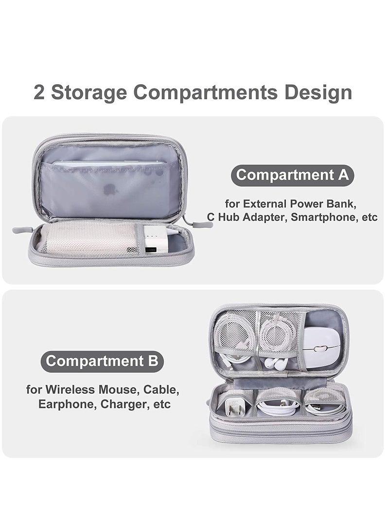 SYOSI Small Electronic Organizer Cable Bag Travel Portable Electronic Accessories Storage Bag Soft Carrying Case Pouch for Hard Drive Cord Charger Earphone USB SD Card Light Grey - Image 4