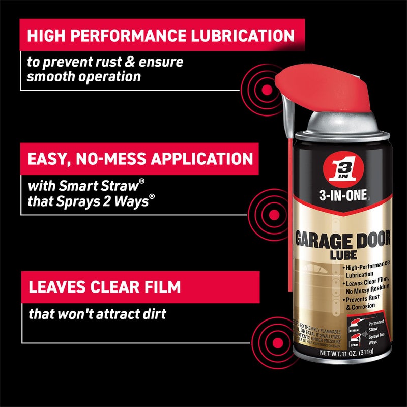 3 in one 3-IN-ONE Garage Door Lubricant with SMART STRAW SPRAYS 2 WAYS, 11 OZ - Image 2