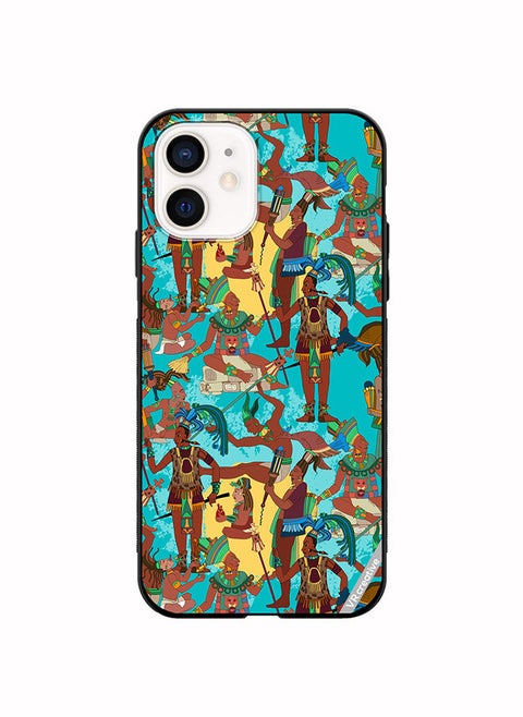 Protective Case Cover For Apple iPhone 12 mini Ancient Mayan Mural Design Multicolour