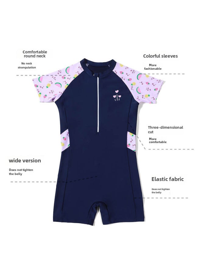 إسكدنيا ملابس سباحة صيفية للفتيات بالإضافة إلى الأسمدة سبليت متوسطة وكبيرة للأطفال بدلة سباحة للحماية من الشمس ملابس سباحة سريعة للنساء - اللون: اللون (بما في ذلك قبعة السباحة) - - Image 2